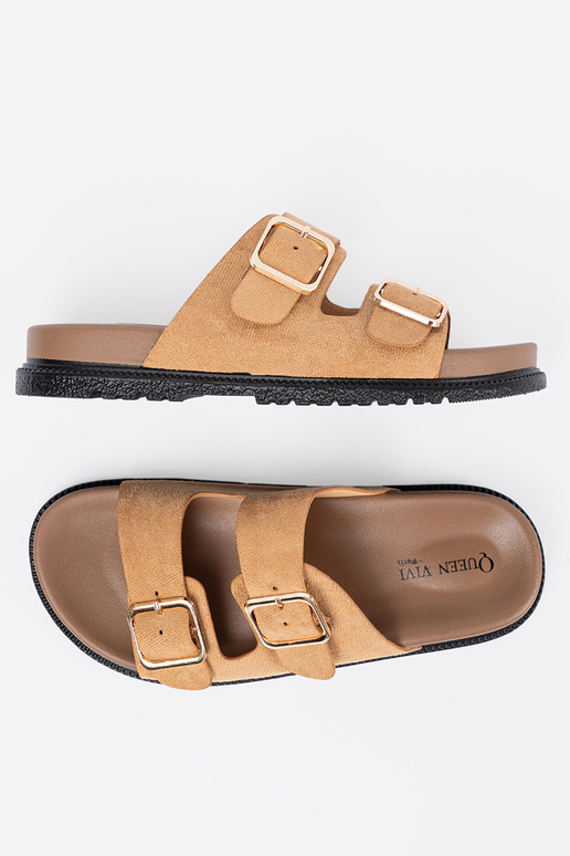 Brūnas krāsas čības sieviešu ze zeltainimi klamrami