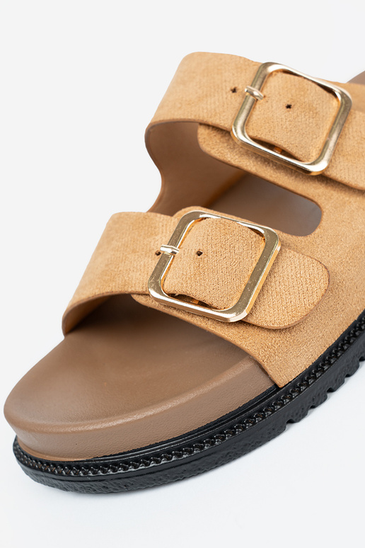 Brūnas krāsas čības sieviešu ze zeltainimi klamrami