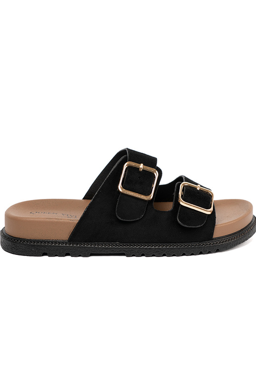 melnas krāsas čības sieviešu ze zeltainimi klamrami