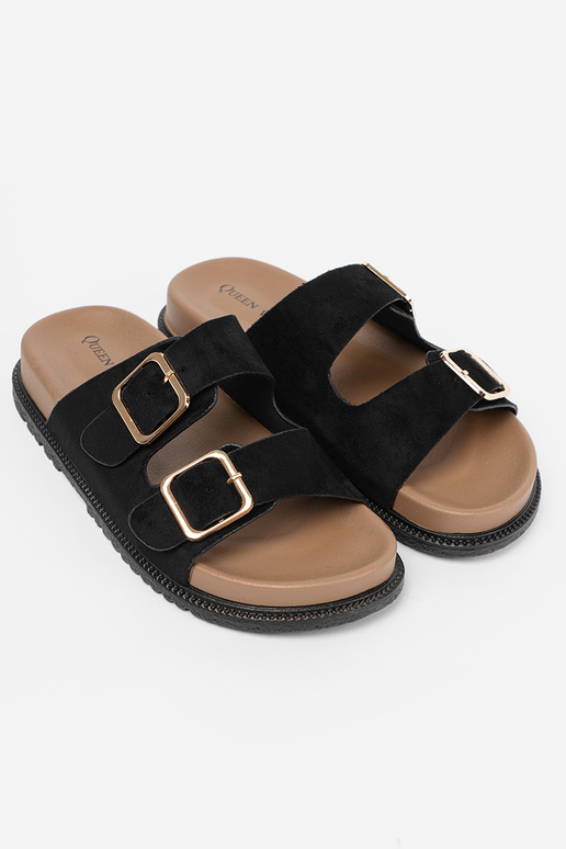 melnas krāsas čības sieviešu ze zeltainimi klamrami