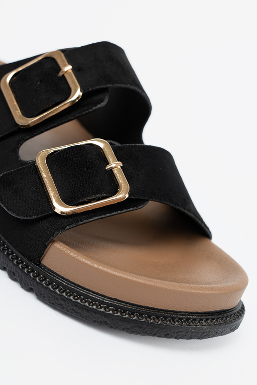 melnas krāsas čības sieviešu ze zeltainimi klamrami