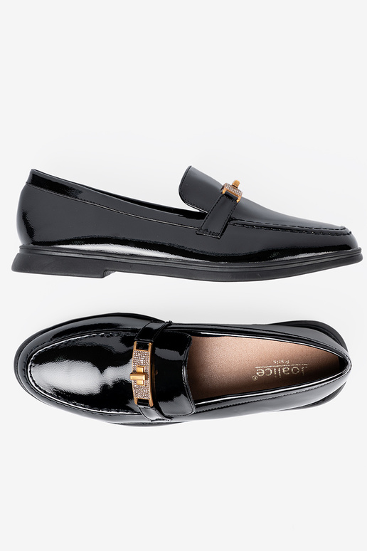 Eleganta stila lakots mokasīni z złotą ozdobą