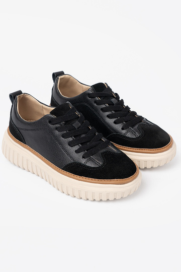 melnas krāsas Sporta apavi āda na bēšsj platformie Sergio Leone