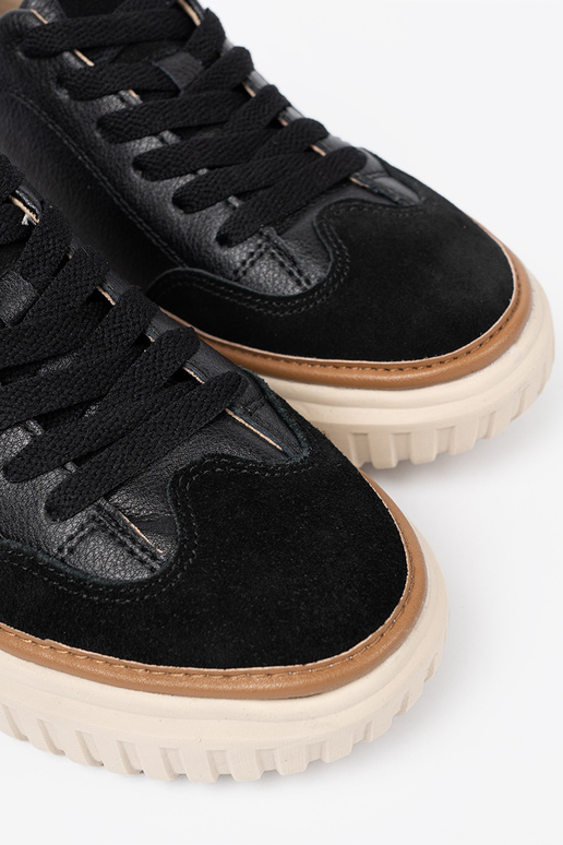 melnas krāsas Sporta apavi āda na bēšsj platformie Sergio Leone