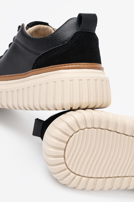 melnas krāsas Sporta apavi āda na bēšsj platformie Sergio Leone