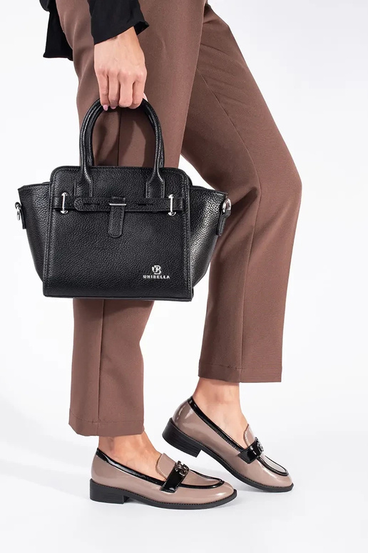 Laque bēšs-Melnas krāsas Sieviešu mokasīni