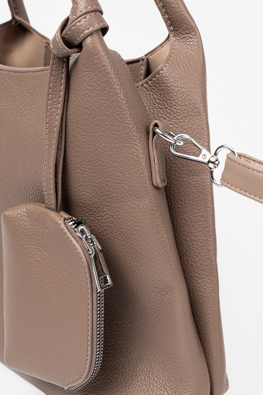 Eleganti tumšsbēšs Soma z kosmetyczką In środku