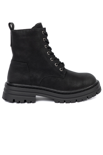 melnas krāsas sieviešu apavie z šņorēšanam i bieżnikiem Sergio Leone 2