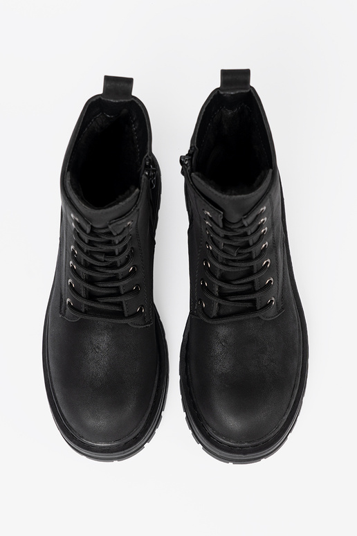 melnas krāsas sieviešu apavie z šņorēšanam i bieżnikiem Sergio Leone