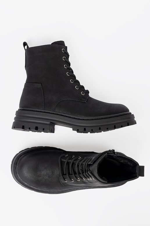 melnas krāsas sieviešu apavie z šņorēšanam i bieżnikiem Sergio Leone