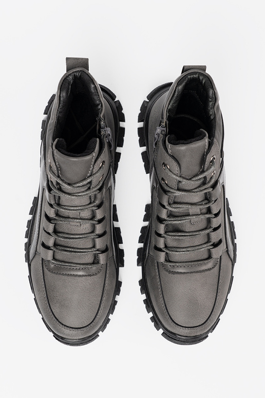 Pelēkas krāsas mežģīņots Zābaki z grubą podeszIną Sergio Leone