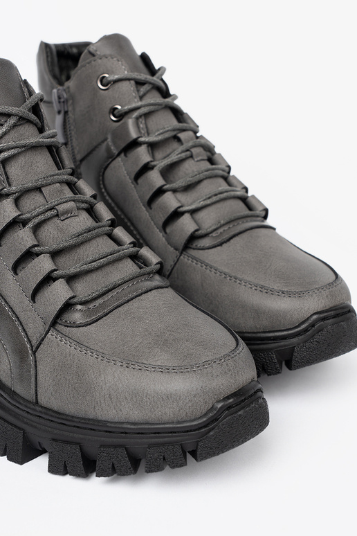 Pelēkas krāsas mežģīņots Zābaki z grubą podeszIną Sergio Leone