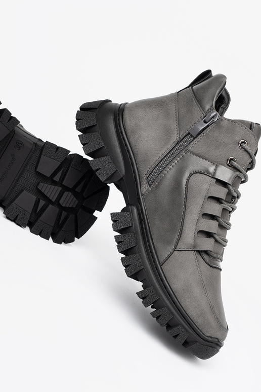 Pelēkas krāsas mežģīņots Zābaki z grubą podeszIną Sergio Leone