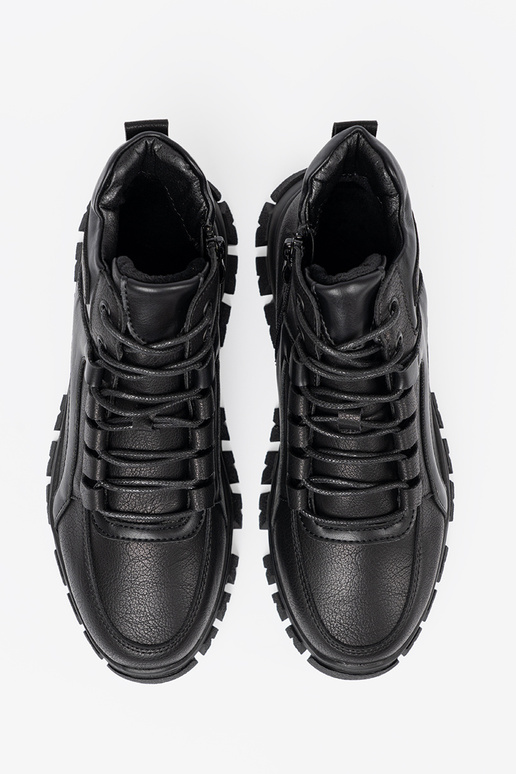 melnas krāsas mežģīņots Zābaki z grubą podeszIną Sergio Leone