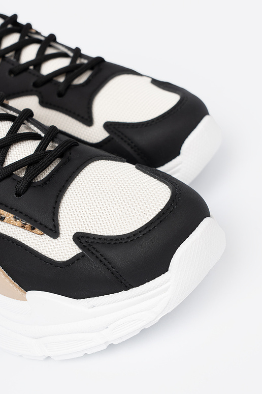 Melns-bēšs Apavu kedu modeļu apavi ar masīvu platformu