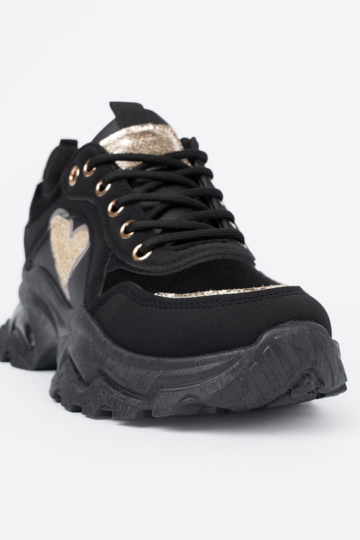melnas krāsas Sporta apavi z ozdobnym zeltainim sirdsm