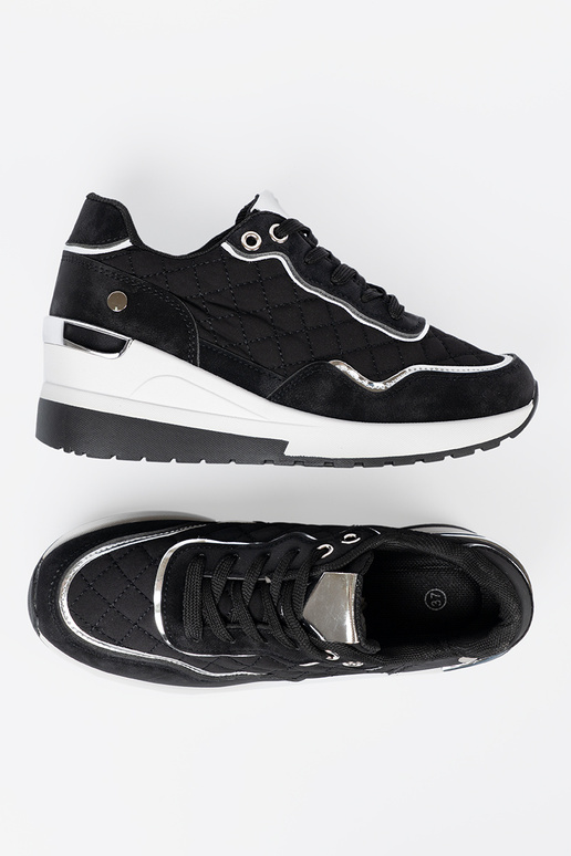 melnas krāsas Apavi kedu modelī uz ķīļa