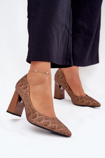 Augstpapēžu kurpes Ar greznu Tłoczeniem Vinceza 62254 brūnas krāsas