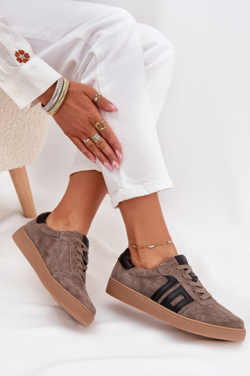 zamšādas Sneakers modeļa apavi Sieviešu Vinceza 79557 smilšu krāsas
