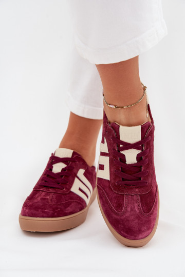zamšādas Sneakers modeļa apavi Sieviešu Vinceza 79557 bordo krāsas 2