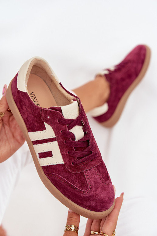 zamšādas Sneakers modeļa apavi Sieviešu Vinceza 79557 bordo krāsas