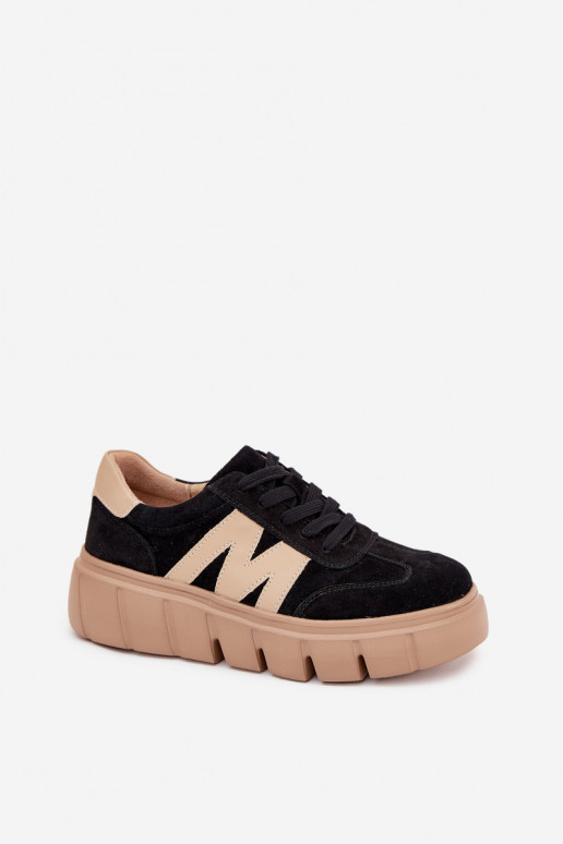 zamšādas Sieviešu Sneakers modeļa apavi ar platformu Vinceza 79561 melnas krāsas zamšādas Sieviešu Sneakers modeļa apavi ar platformu Vinceza 79561 melnas krāsas