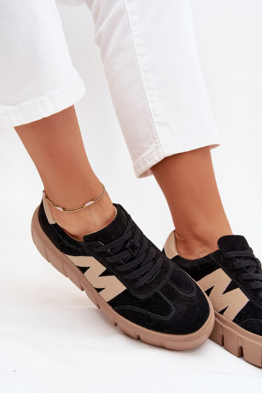 zamšādas Sieviešu Sneakers modeļa apavi ar platformu Vinceza 79561 melnas krāsas zamšādas Sieviešu Sneakers modeļa apavi ar platformu Vinceza 79561 melnas krāsas