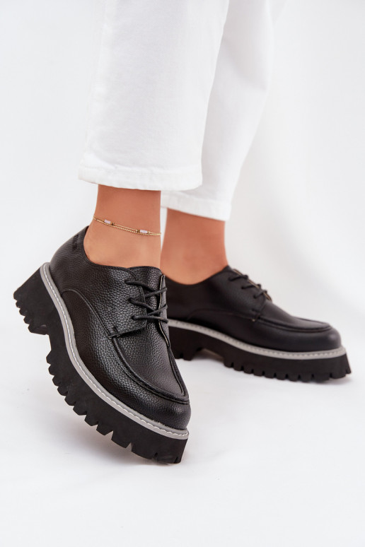 apavi sieviešu mokasīni Ar mežģīnēm Big Star NN274052 melnas krāsas