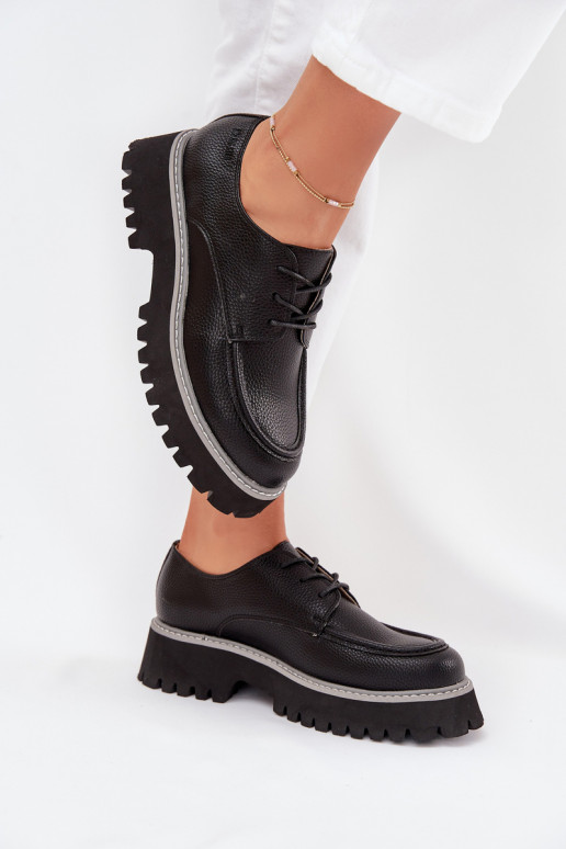 apavi sieviešu mokasīni Ar mežģīnēm Big Star NN274052 melnas krāsas