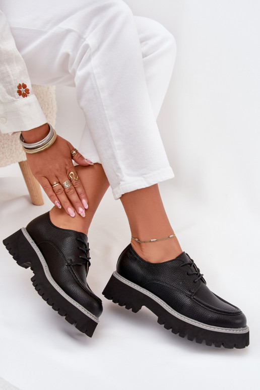 apavi sieviešu mokasīni Ar mežģīnēm Big Star NN274052 melnas krāsas