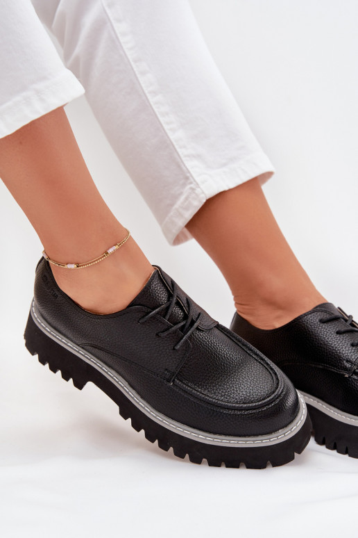 apavi sieviešu mokasīni Ar mežģīnēm Big Star NN274052 melnas krāsas