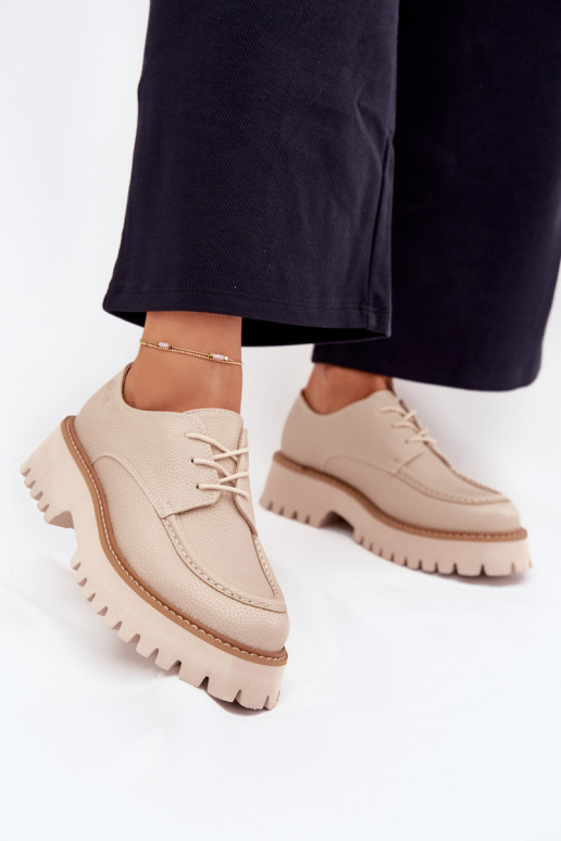 apavi sieviešu mokasīni Ar mežģīnēm Big Star NN274053 smilšu krāsas