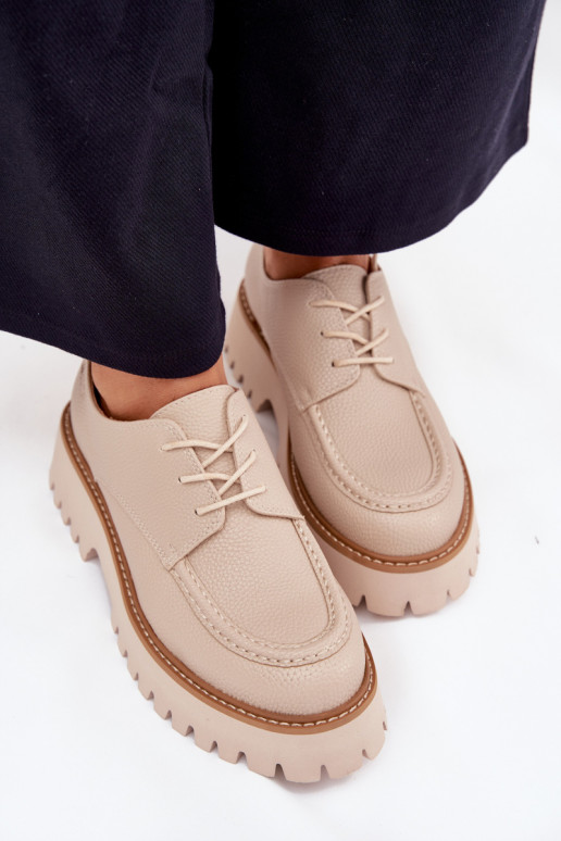 apavi sieviešu mokasīni Ar mežģīnēm Big Star NN274053 smilšu krāsas