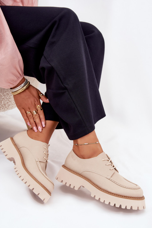 apavi sieviešu mokasīni Ar mežģīnēm Big Star NN274053 smilšu krāsas