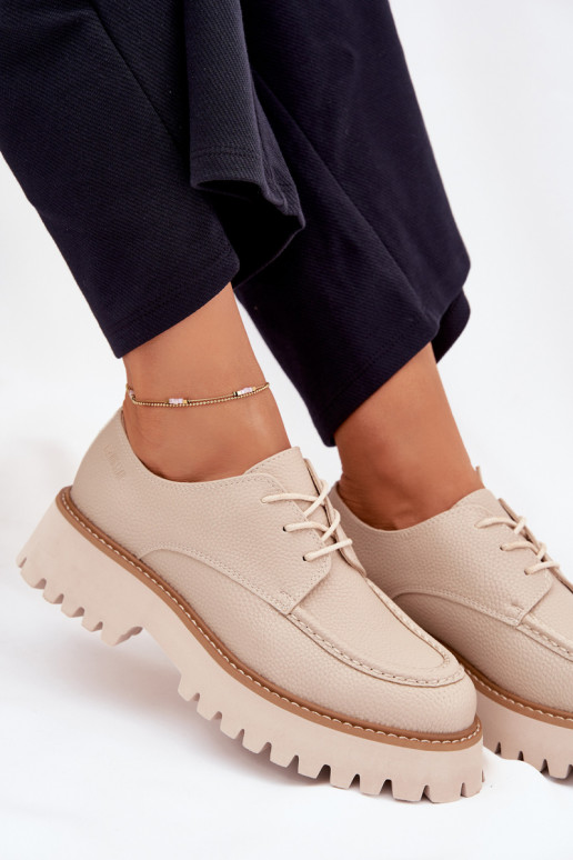 apavi sieviešu mokasīni Ar mežģīnēm Big Star NN274053 smilšu krāsas