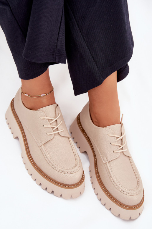 apavi sieviešu mokasīni Ar mežģīnēm Big Star NN274053 smilšu krāsas