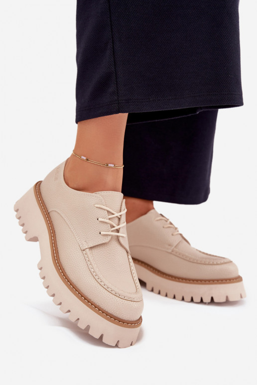 apavi sieviešu mokasīni Ar mežģīnēm Big Star NN274053 smilšu krāsas