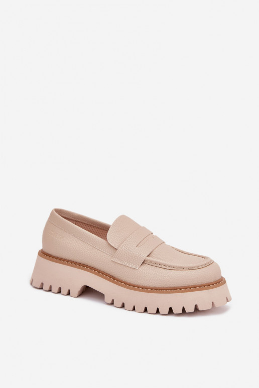 Sieviešu mokasīni ar apzeltītu zoli Un Plakanie Papēži Big Star NN274050 smilšu krāsas