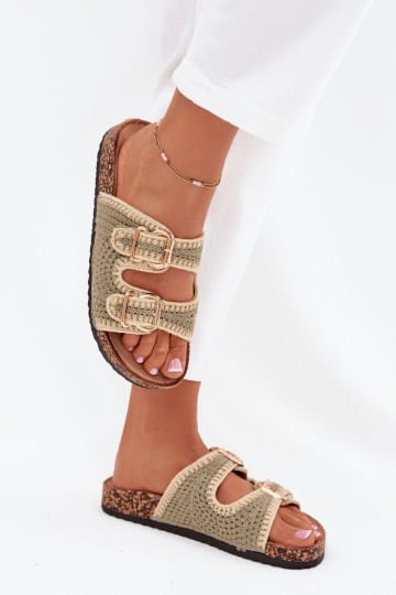 SzydełkoIne sieviešu čības Ze Zelta krāsasmi ar sprādzēmmi Zaļas krāsas Fenira