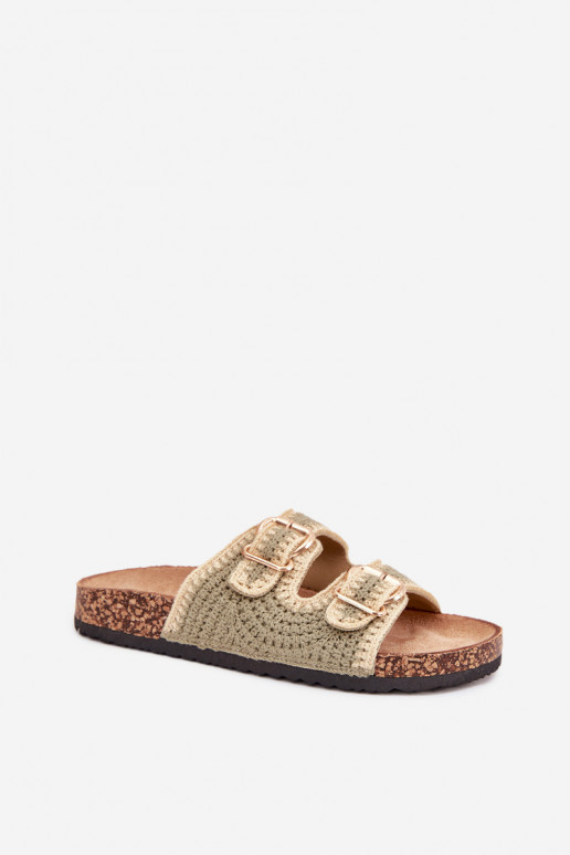 SzydełkoIne sieviešu čības Ze Zelta krāsasmi ar sprādzēmmi Zaļas krāsas Fenira