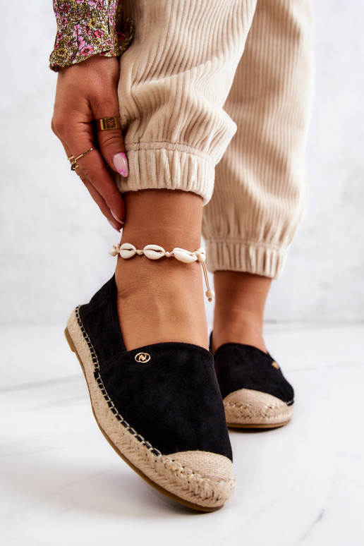 Sieviešu Zamšādas espadrilles melnas krāsas Joaquin