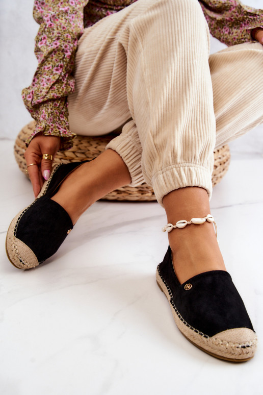 Sieviešu Zamšādas espadrilles melnas krāsas Joaquin