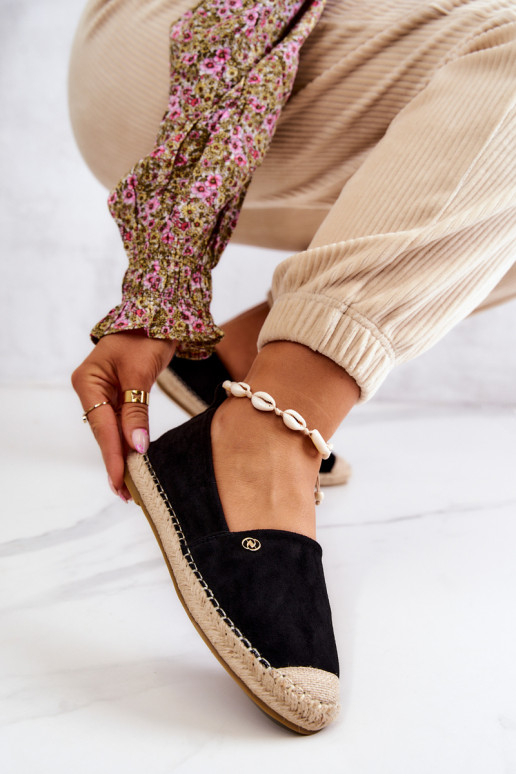 Sieviešu Zamšādas espadrilles melnas krāsas Joaquin