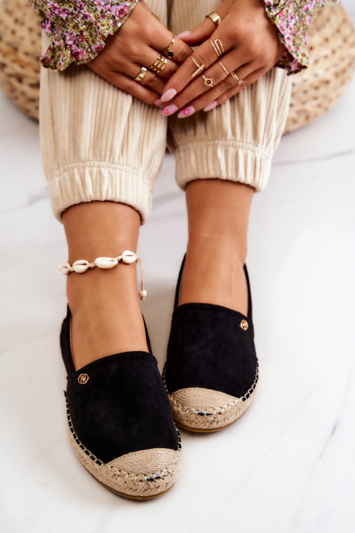 Sieviešu Zamšādas espadrilles melnas krāsas Joaquin