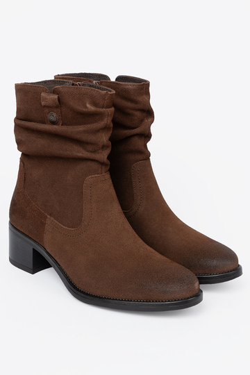 brūnas krāsas āda zābaki ar volānu augšdaļu Sergio Leone