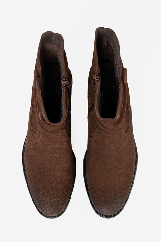 brūnas krāsas āda zābaki ar volānu augšdaļu Sergio Leone