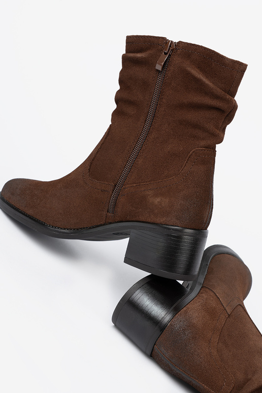 brūnas krāsas āda zābaki ar volānu augšdaļu Sergio Leone