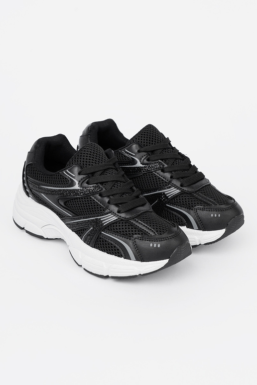 melnas krāsas Sporta apavi ar sietu i białą podeszIną