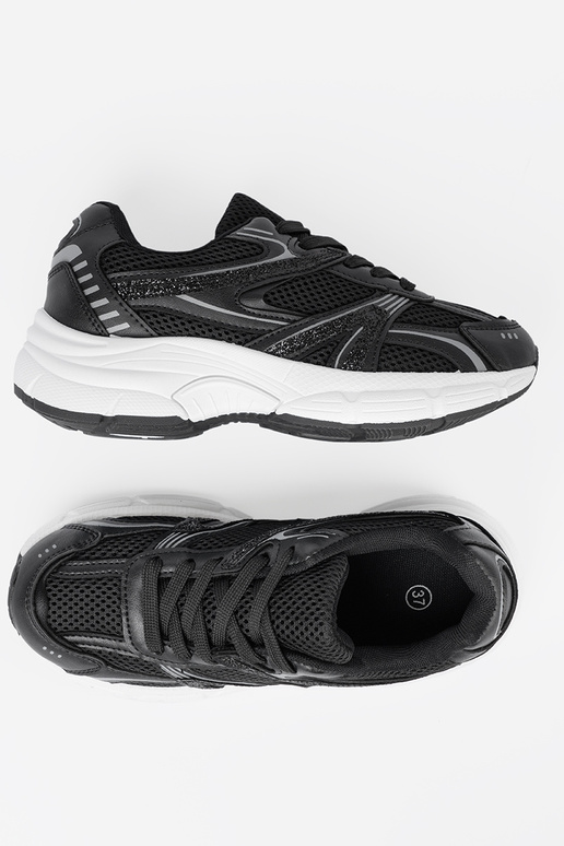 melnas krāsas Sporta apavi ar sietu i białą podeszIną