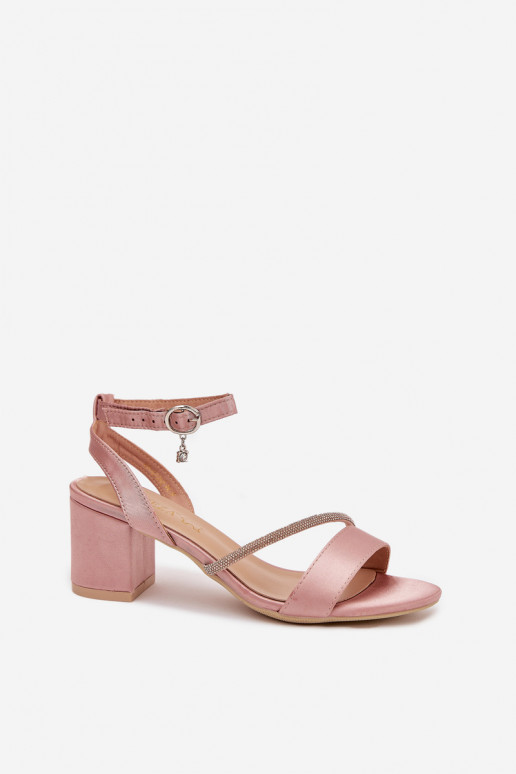 Rožā krāsā sieviešu augstpapēžu kurpes ar mirdzošām detaļām, Vinceza 20268